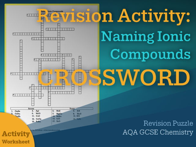 Naming Ionic Compounds Crossword || Paper 1 | Revision Puzzle