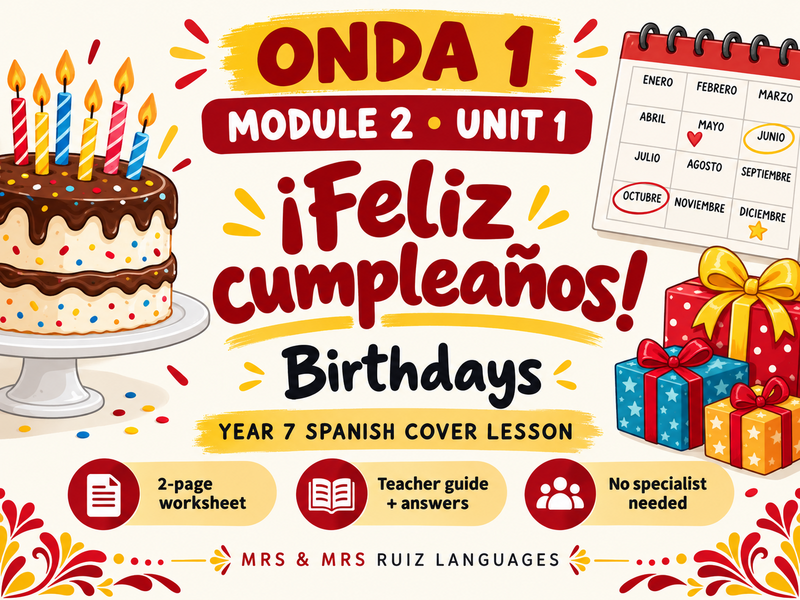 Year 7 Spanish Cover Lesson | Onda 1 Module 2 Unit 1 | ¡Feliz cumpleaños!