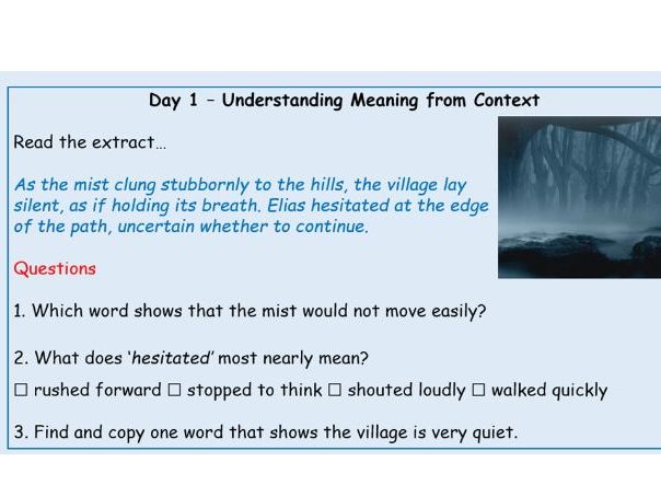 Vocabulary start of day tasks for Y6