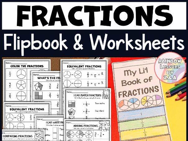 Fraction Flip Book | Fractions Worksheet | Fraction Anchor Chart | 3rd Grade