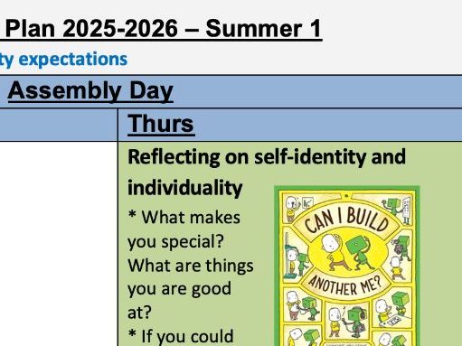 Summer 1 Assembly plan