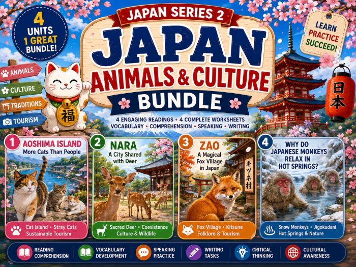 Japan Animals & Culture ESL Reading Bundle