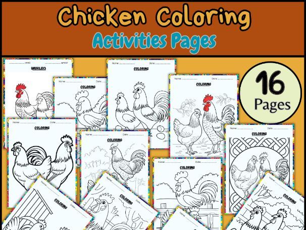 Chicken Coloring/Farm Animals/Spring Activities/Animal Coloring Sheets