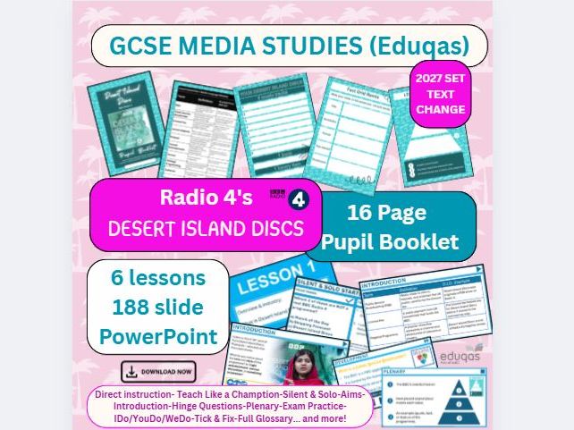 Desert Island Discs | Radio 4  | GCSE Media Studies | Lesson Resource Pack | KS4 |  *New Set Text*