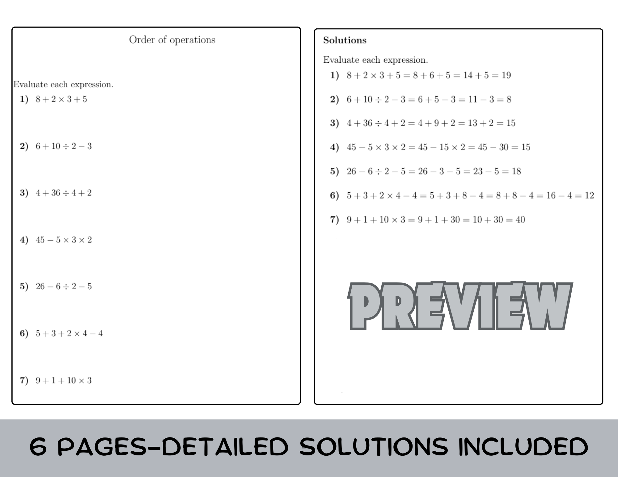 Order Of Operations Example.pdf Order of operations worksheet no 3 (with solutions) | Teaching Resources