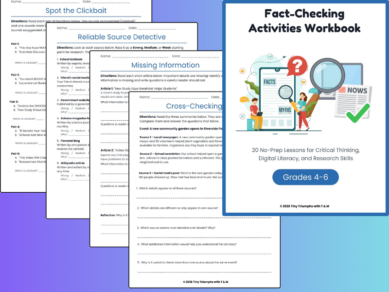 Fact-Checking Activities Workbook/Digital Literacy & Research Skills Grades 4–6