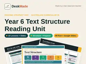 Year 6 Text Structure Reading Unit | Australian Curriculum V9