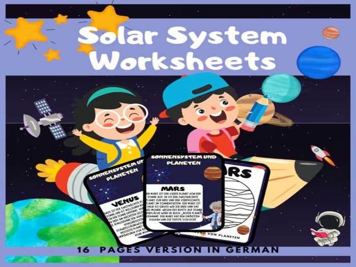 Solar System Unit With Worksheets- Intro to Space Digital Activity coloring.....in German