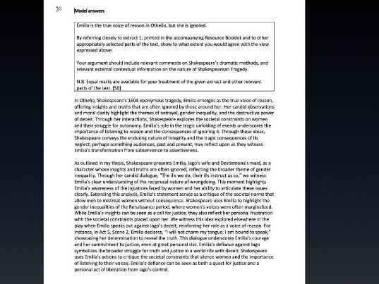 Othello model answers (A2)