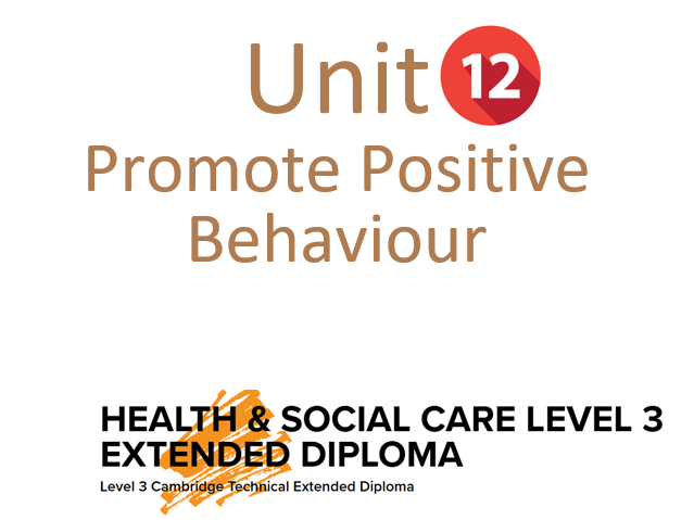 CTECH Level 3 Health & Social Care -Promoting Positive Behaviour -UNIT 12