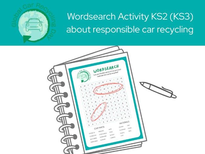 Global Car Recycling Day Wordsearch Activity KS2 KS3