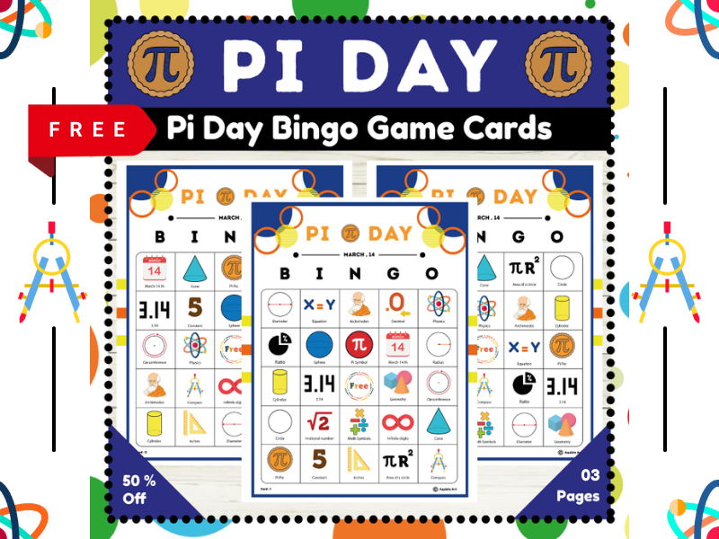 Pi Day Bingo Middle School Math Bingo Game Cards | Free Version