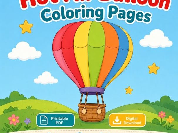 Hot Air Balloon Coloring Pages | Hot Air Balloon Coloring Pages | Printable PDF | Digital Download