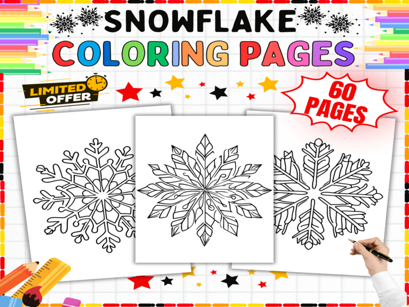 Snowflake Colouring Pages | 60 Winter Patterns Worksheets | Creative Art Activities for Children