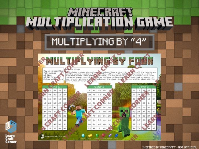 Minecraft Multiplication Game – 4 Times Table | Maths Activity