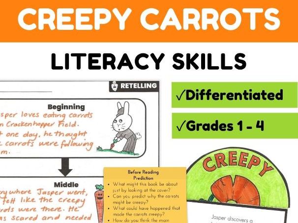 Creepy Carrots Book Activities - Aaron Reynolds Read-Aloud Literacy Worksheets - Halloween