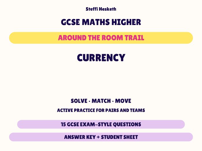 GCSE Higher Maths Currency | Around the Room Trail