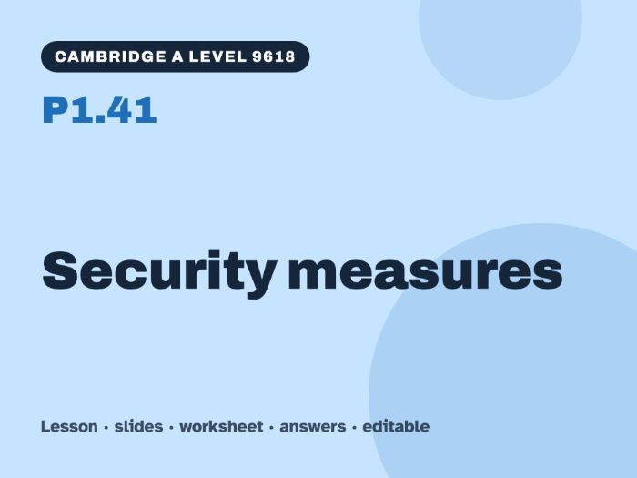 Cambridge A Level Computer Science 9618 – P1.41 Security measures – Lesson & Worksheet