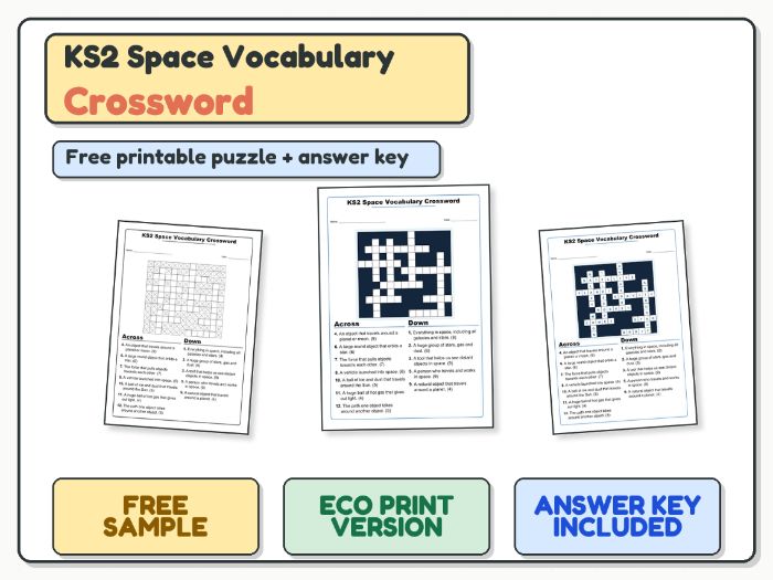 KS2 Space Vocabulary Crossword - Free Science Worksheet + Answer Key
