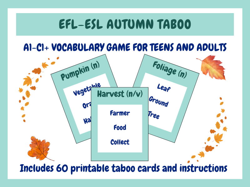 EFL-ESL Autumn & Fall Taboo Game (A1–C1+ levels)