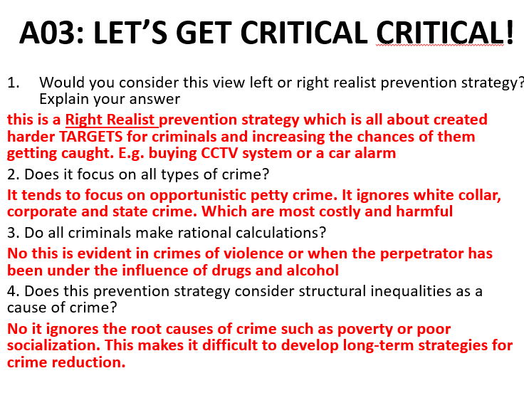 AQA Sociology crime prevention