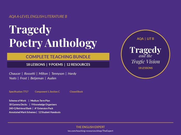 AQA A-Level English Literature B | Tragedy Poetry Anthology | Complete Scheme of Work