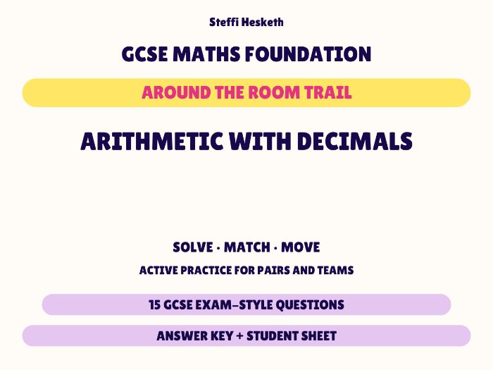 GCSE Foundation Maths Arithmetic with Decimals | Around the Room Trail