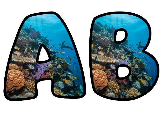 Underwater Beautiful Oceans Lettering Set | Classroom Display | Upper & Lowercase, 0-9 and Signs