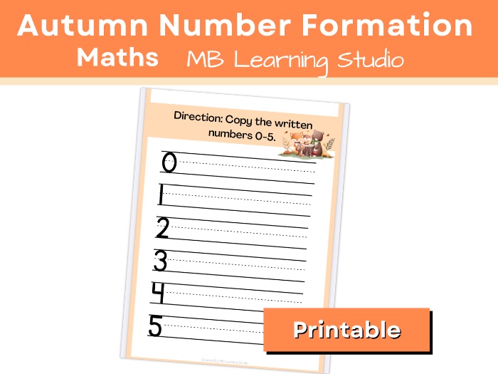 Autumn Number Formation Practice Sheets to 10 | EYFS, KS1, Pre-K, Kindergarten