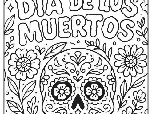 Dia De Los Muertos Mindful Colouring Sheet