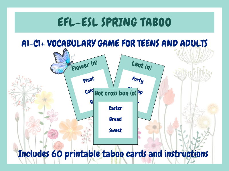 EFL-ESL Spring Taboo Game (A1–C1+ levels)