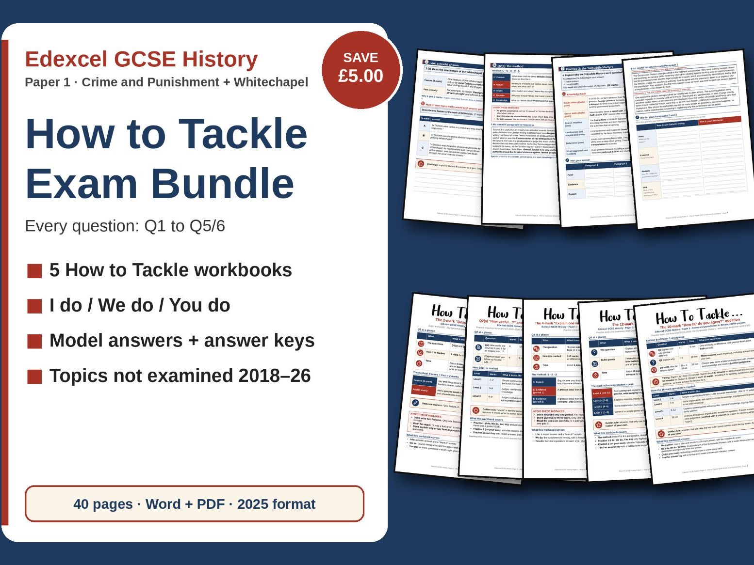 Edexcel GCSE Crime & Punishment/Whitechapel Exam Skills Bundle