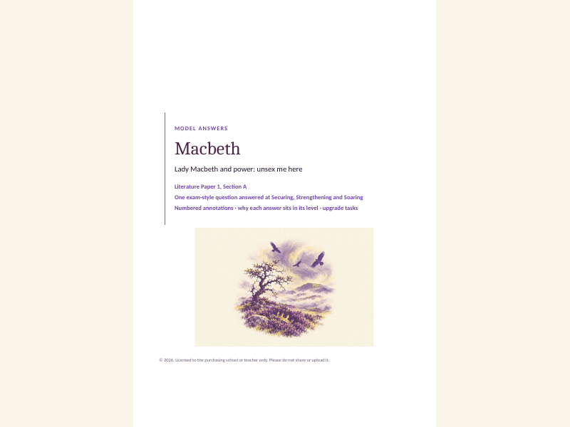 Macbeth model answers at three levels: Lady Macbeth and power