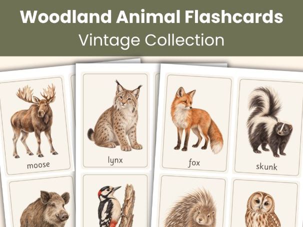 Woodland Animal Flashcards | 36 Printable Wildlife Vocabulary Cards