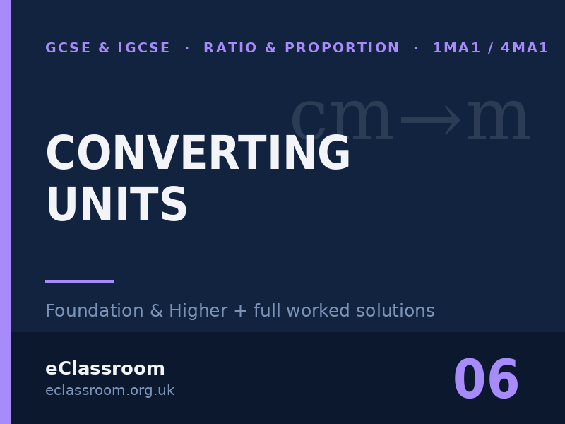 GCSE & iGCSE Converting Units worksheet