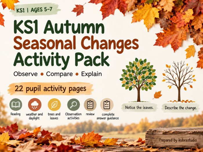 KS1 Autumn Seasonal Changes Activity Pack – 22 Activities