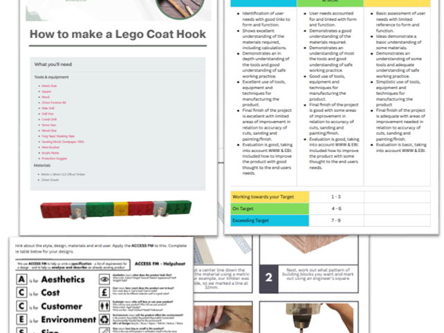 LEGO-Inspired Coat Hook Workbook and Instructions – KS3 Design & Technology Project