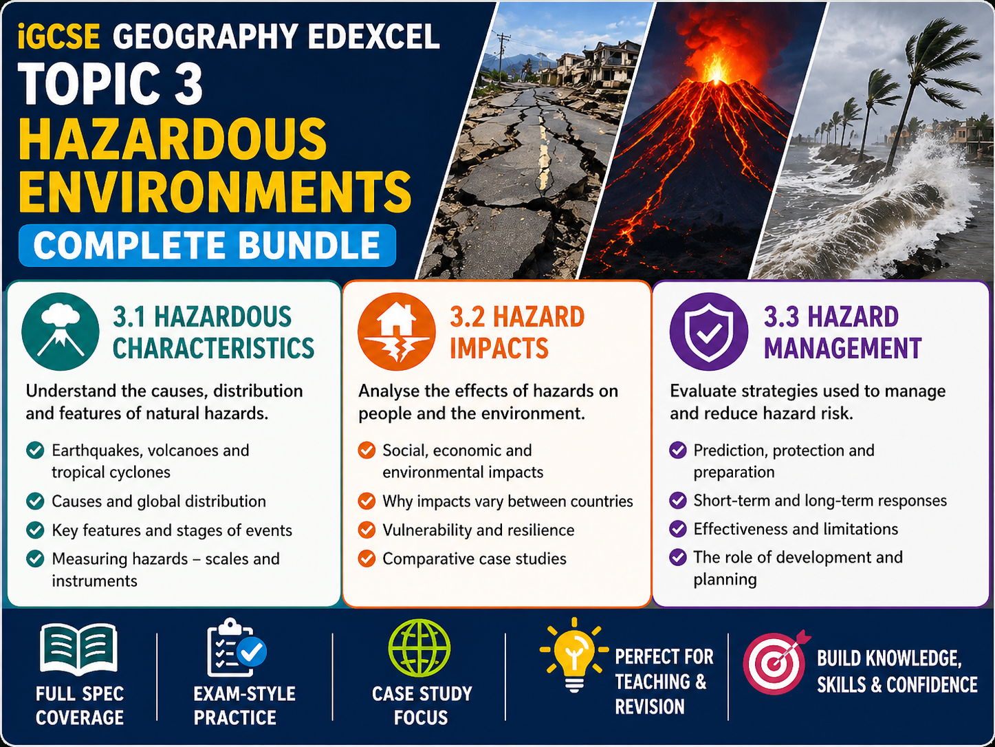 iGCSE Geography Edexcel - Topic 3. Hazardous Environments - BUNDLE
