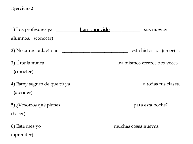 Spanish Present Perfect Tense Verbs -AR,-ER,-IR  Worksheets