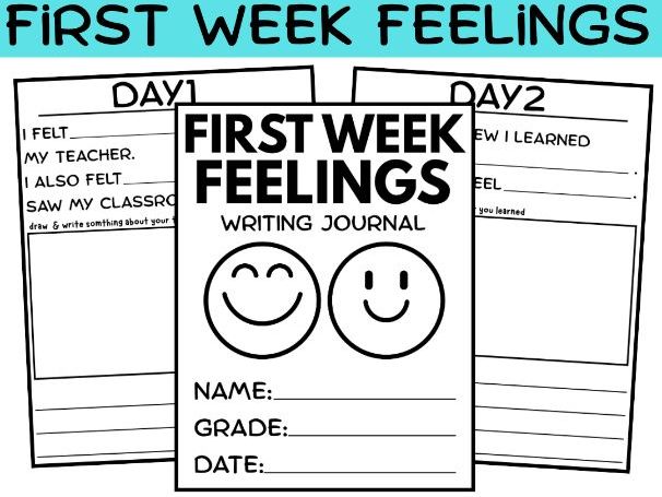 First Week Feelings Writing Journal | morning work & Back to School Writing Prompts & Activity