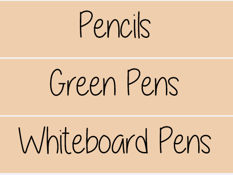 Teacher Organisation Tray Labels - Beige with Black Writing