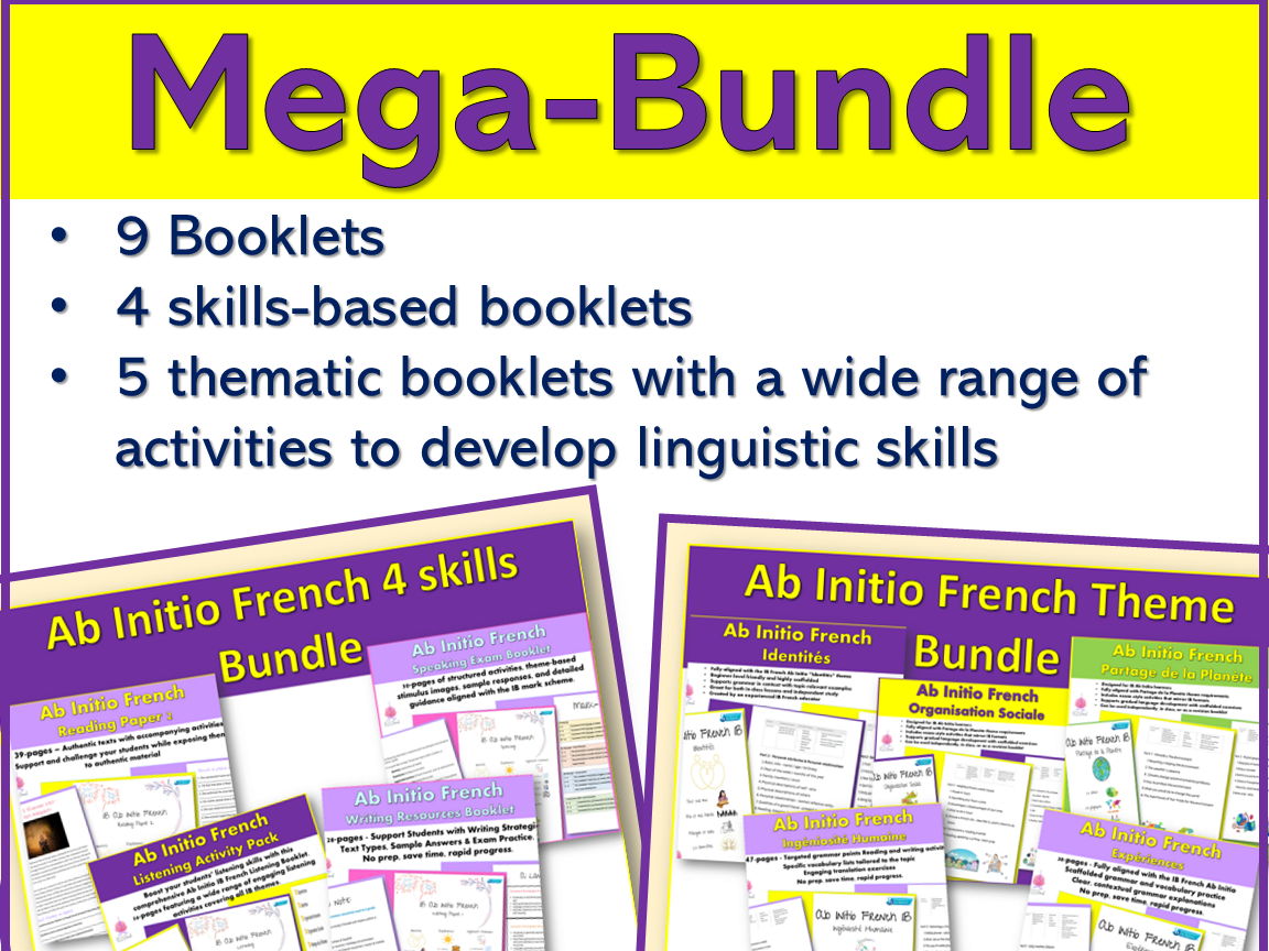 IB Ab Initio French Exam skills + Theme booklets