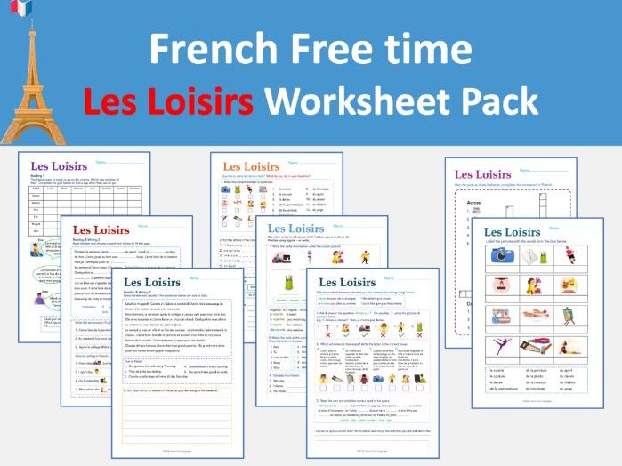 French Free Time Activities Worksheet Pack
