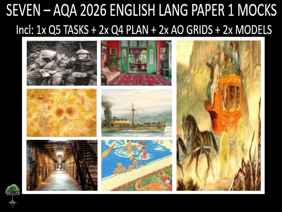 SEVEN - AQA PAPER 1 | 2026 FULL MOCKS | Q5 TASKS | Q4 PLAN | AO GRIDS | MODELS