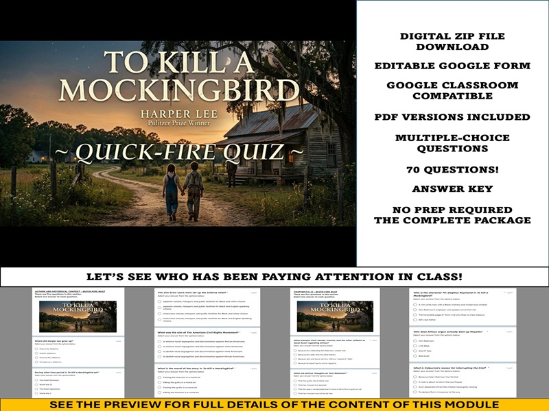 To Kill a Mockingbird [Book]: Quick-Fire Quiz