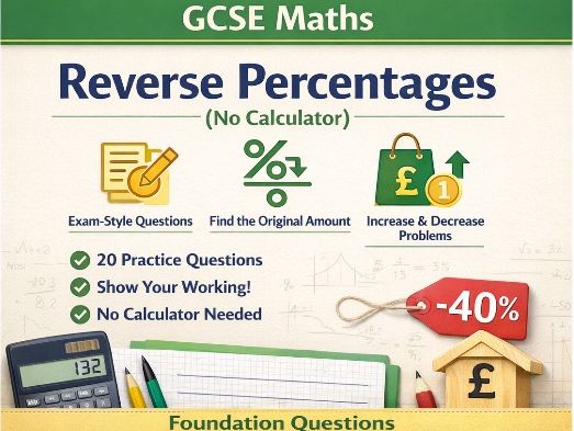 GCSE Reverse Percentages Word Problems Easy