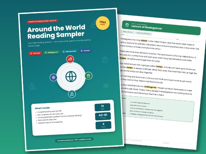 FREE ESL Reading Sampler Around the World
