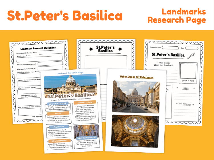 St. Peter’s Basilica Landmark Research Project | History & Architecture Worksheets