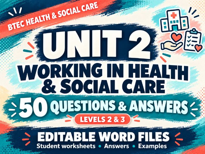 BTEC Health & Social Care Unit 2 | 50 Revision Questions & Answers | Levels 2–3