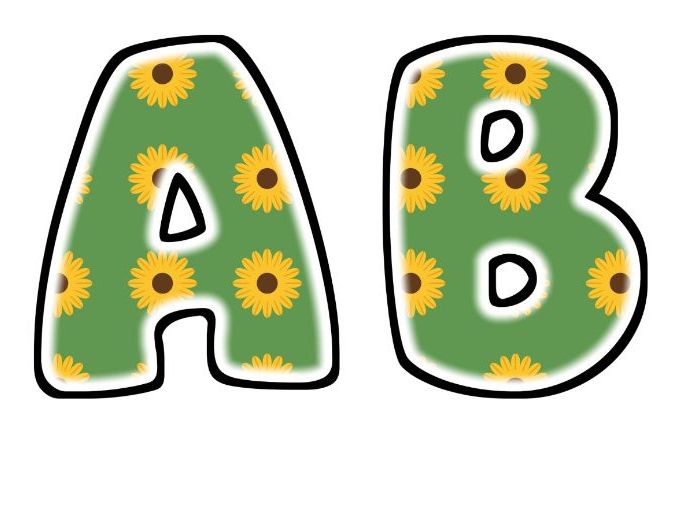 Sunflower Field Glow Bubble Letters | Bulletin Board Letters | Classroom Display Pack